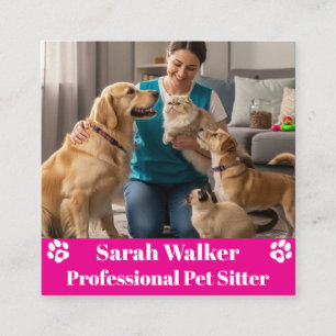 Modern & Professional Pet Sitter Square Business Card