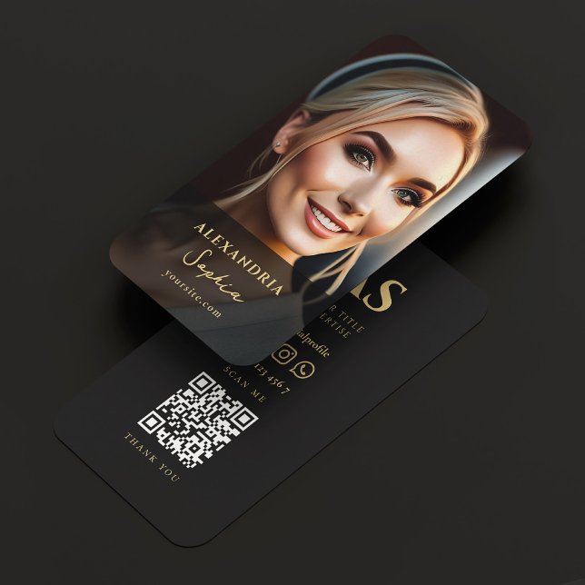 Modern Professional Photo Black Transparent Business Card (Modern Professional Photo Elegant Black Gold Business Card
)