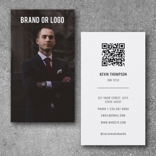 Modern Professional Photo Business Logo QR Code Business Card