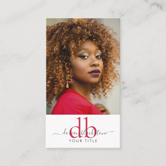 Modern Professional Photo Monogram Business Card (Front)