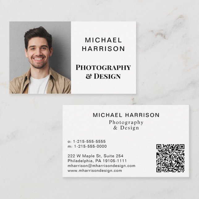 Modern Professional Photo QR Code Business Card | Zazzle