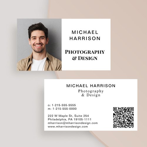 Modern Professional Photo QR Code Business Card