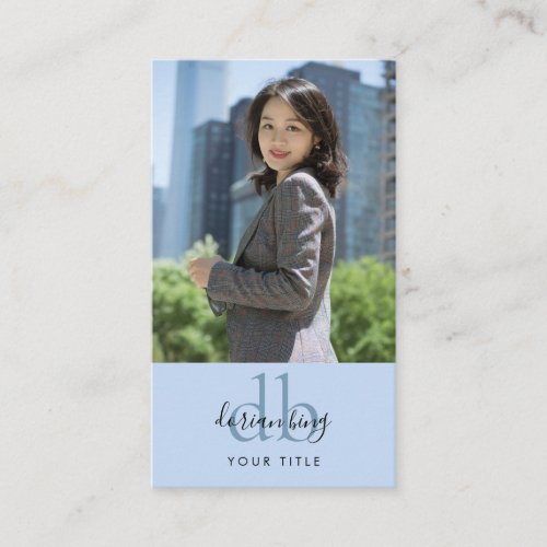Modern Professional Photo With Monogram Business Card