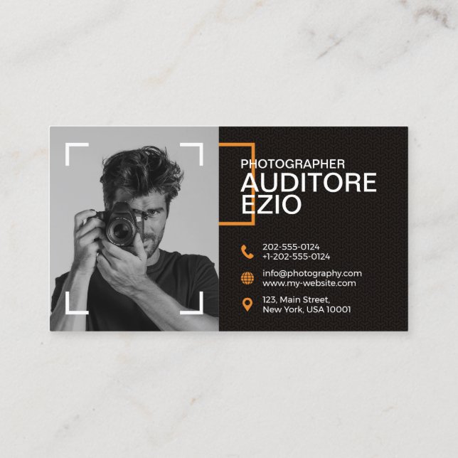 Modern Professional Photographer  Business Card (Back)