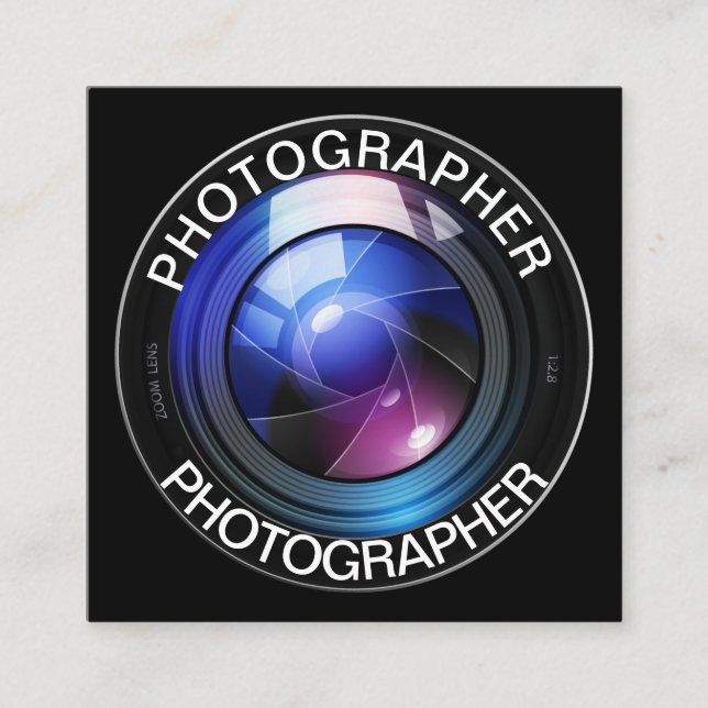 Modern Professional Photographer Square Business Card (Front)