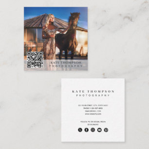 Modern Professional Photography Photo QR Code Square Business Card