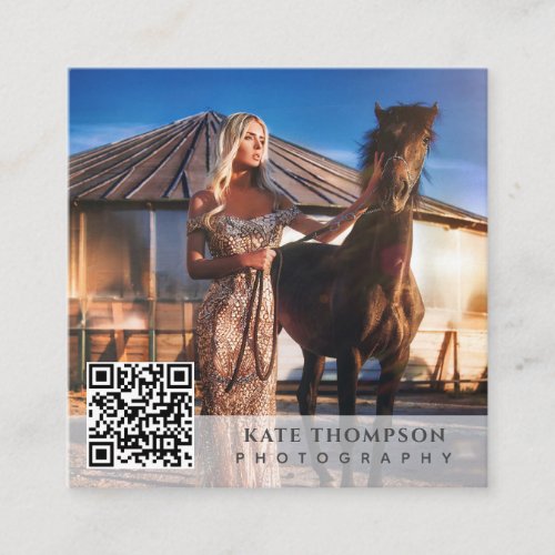 Modern Professional Photography Photo QR Code Square Business Card