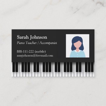 Modern Professional Piano Teacher Photo Business Card by dadphotography at Zazzle
