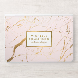 Modern Professional Pink and Gold Marble Pattern HP Laptop Skin