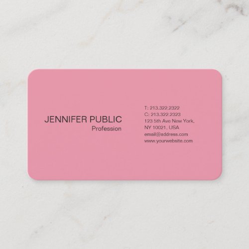 Modern Professional Pink Chic Plain Silk De Luxe Business Card