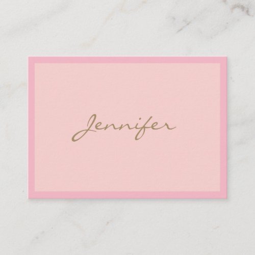 Modern Professional Pink Gold Hand Script Elegant Business Card