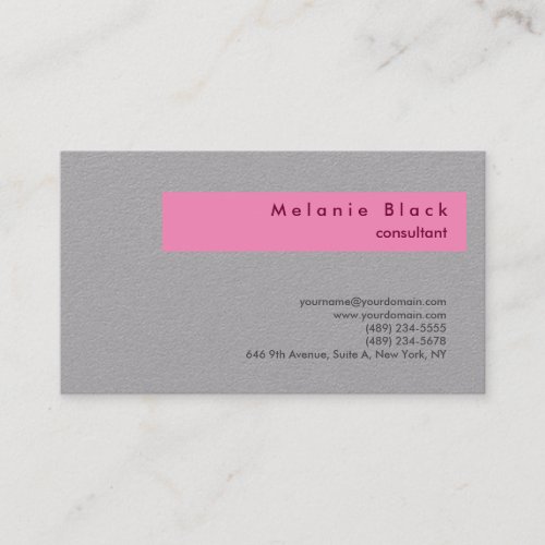 Modern Professional Pink Grey Consultant Manager Business Card