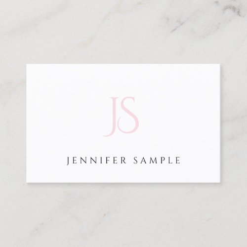 Modern Professional Pink Monogram Elegant Simple Business Card