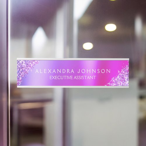 Modern Professional Pink Purple Sparkle Glitter Door Sign