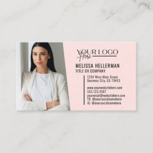 Modern Professional Pink QR Code Photo Logo Business Card