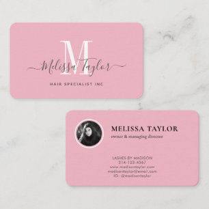 Modern Professional Pink Signature Photo Business Card