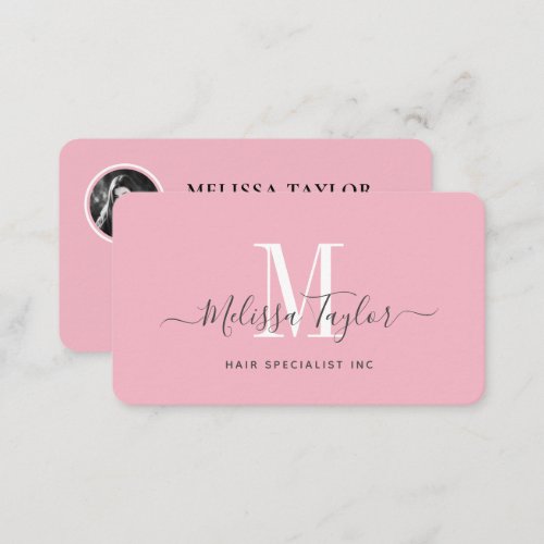 Modern Professional Pink Signature Photo Business Card