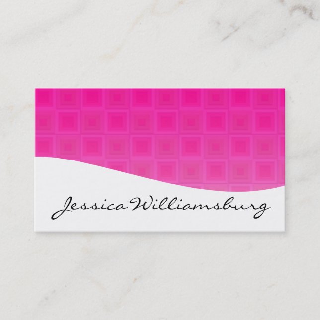 Modern Professional Pink Squares Business Cards (Front)
