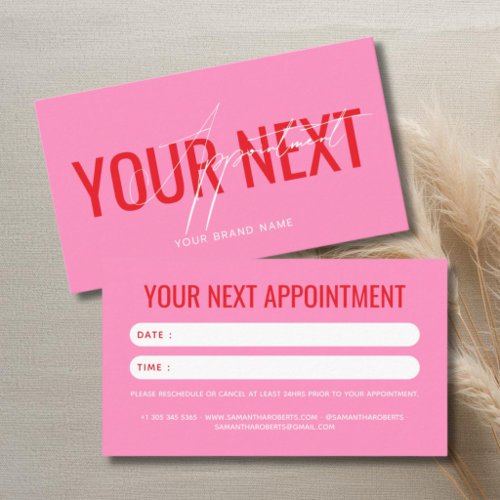 Modern professional pink your next appointment card