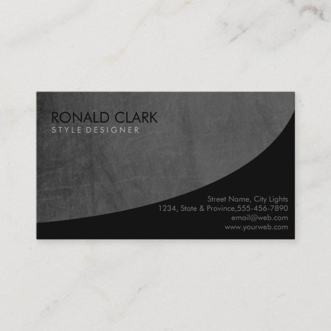 Modern Professional Plain Black Gray SimpleElegant Business Card (Front)