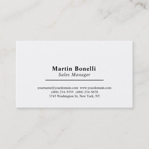 Modern Professional Plain Black & White Classical Business Card