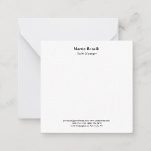 Modern Professional Plain Black & White Classical Note Card