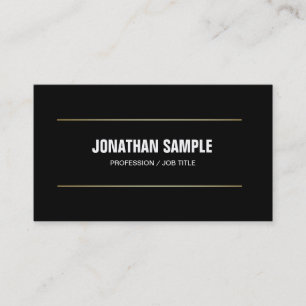 Modern Professional Plain Black White Gold Trendy Business Card