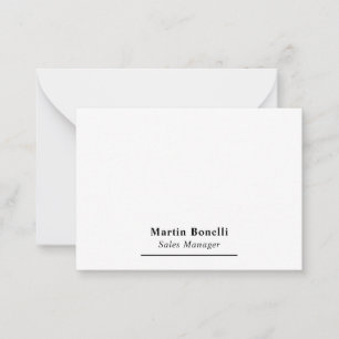 Modern Professional Plain Black & White Name Title Note Card