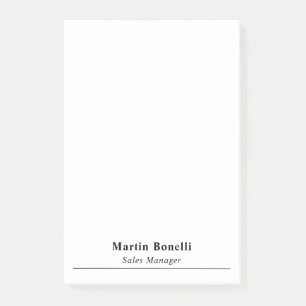 Modern Professional Plain Black & White Name Title Post-it Notes