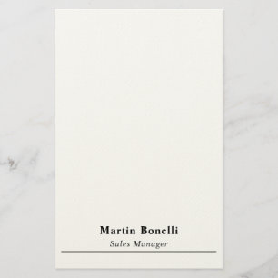 Modern Professional Plain Black & White Name Title Stationery
