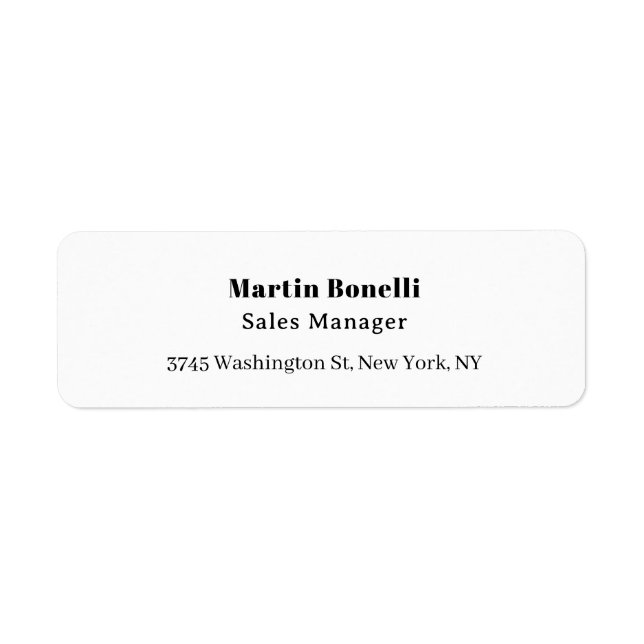 Modern Professional Plain Black & White Serif Font Label (Front)