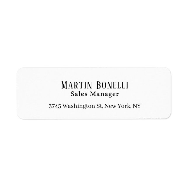 Modern Professional Plain Black & White Serif Font Label (Front)