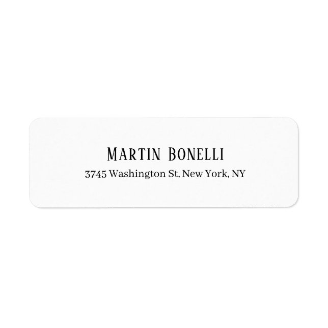 Modern Professional Plain Black & White Serif Font Label (Front)