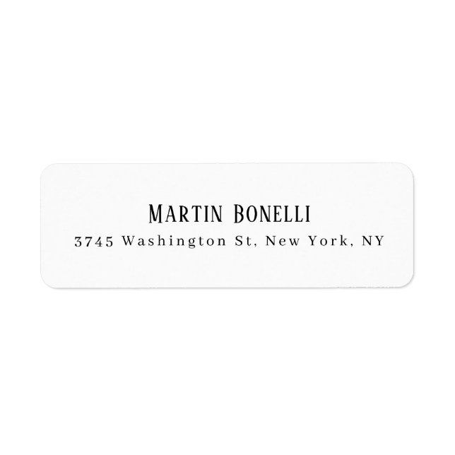 Modern Professional Plain Black & White Serif Font Label (Front)