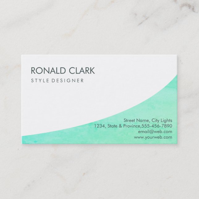 Modern Professional Plain Blue White Simple Teal Business Card (Front)