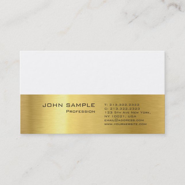 Modern Professional Plain Elegant Gold Look Business Card (Front)