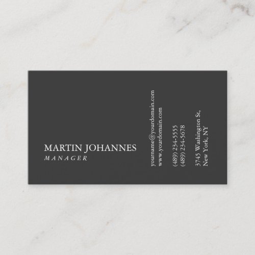 Modern Professional Plain Grey Business Card