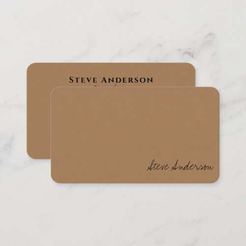 Modern Professional Plain Light Brown Signature Business Card