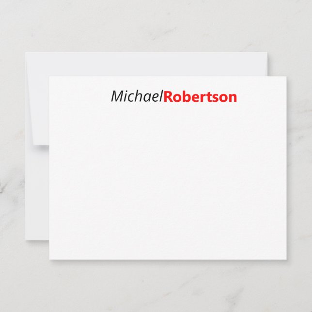 Modern Professional Plain Minimalist Note Card (Front)