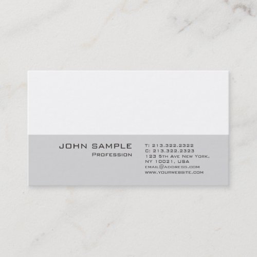 Modern Professional Plain Simple Elegant Grey Business Card