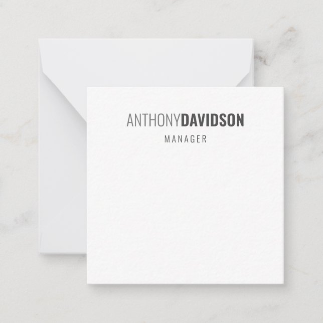 Modern Professional Plain Simple Minimalist Note Card (Front)