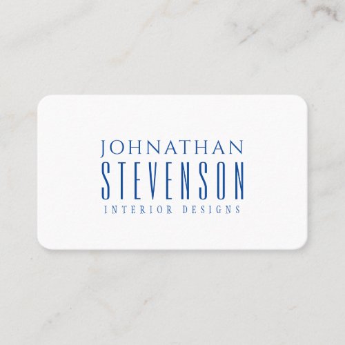 Modern Professional Plain White and deep Blue Business Card