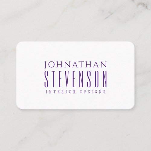 Modern Professional Plain White and Royal Purple Business Card
