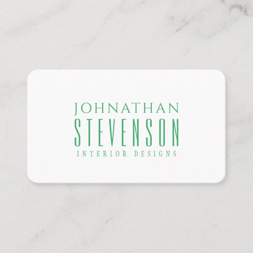Modern Professional Plain White and Sea Green Business Card