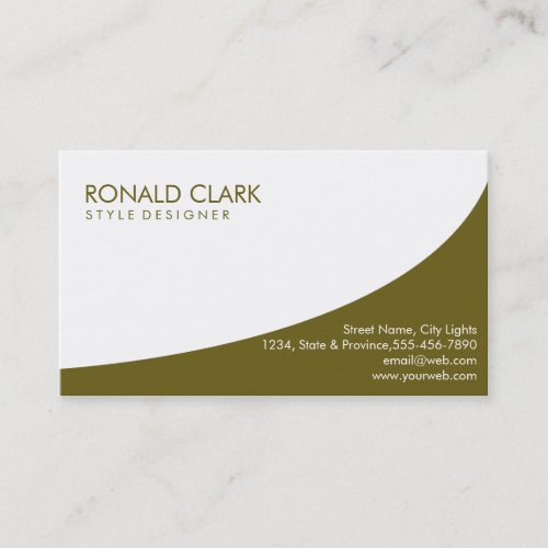 Modern Professional Plain White Olive Automotive Business Card