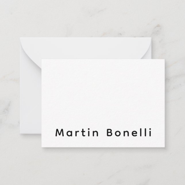 Modern Professional PlainCustom Own Name Note Card (Front)