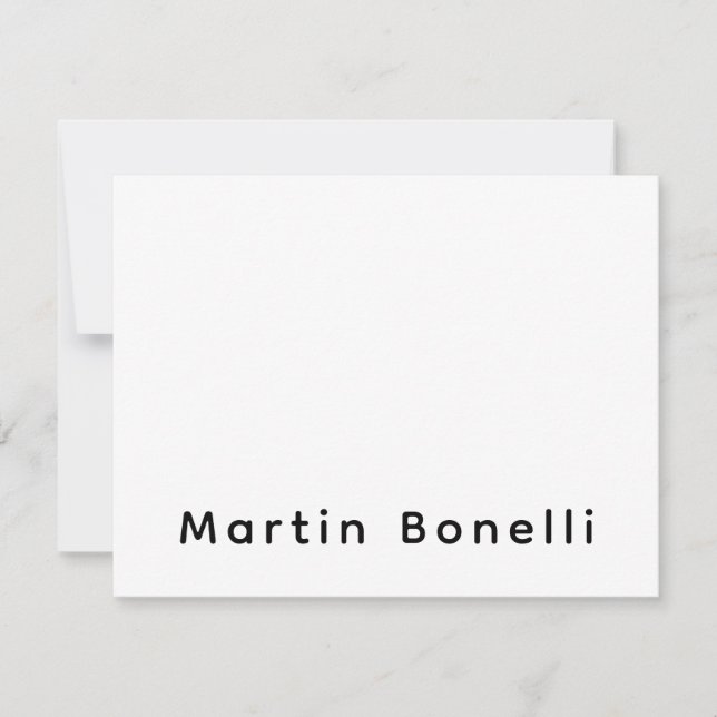 Modern Professional PlainCustom Own Name Note Card (Front)