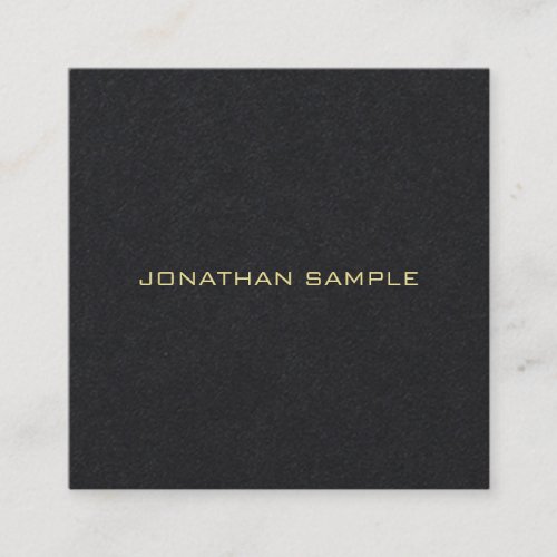 Modern Professional Premium Black Gold Name Text Square Business Card