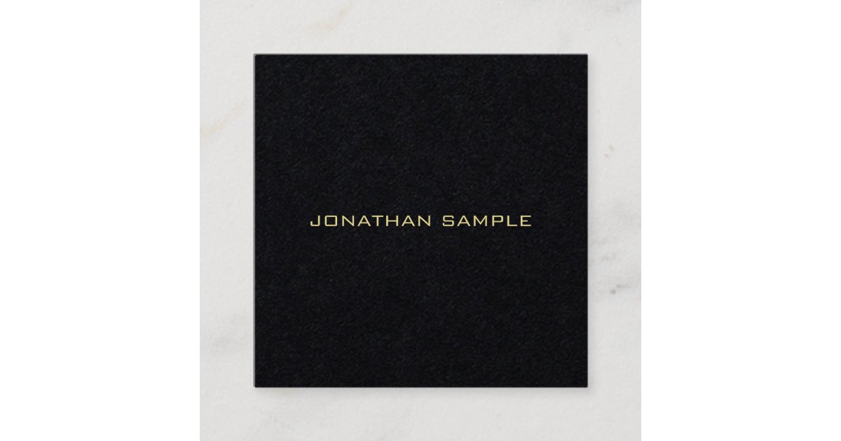 Modern Professional Premium Black Gold Name Text Square Business Card Zazzle