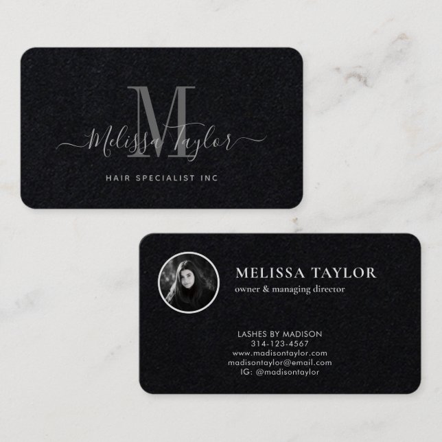 Modern Professional Premium Black Signature Business Card (Front/Back)